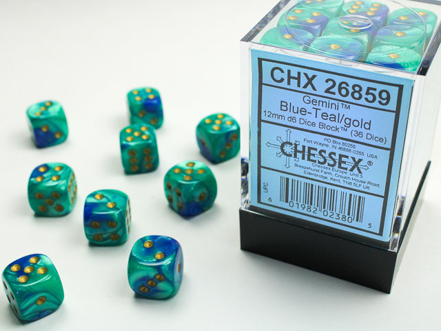 Gemini 12mm D6 Blue/Teal/Gold (36)