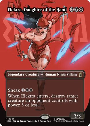 Elektra, Daughter of the Hand (Borderless) (366) (MSH - Marvel Super Heroes Foil)