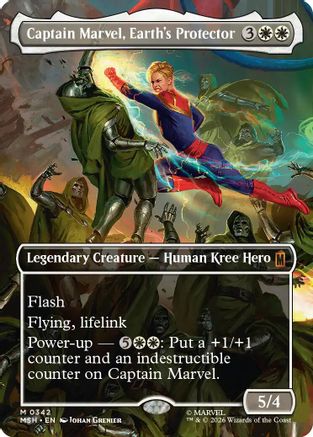 Captain Marvel, Earth's Protector (Borderless) (0342) (MSH - Marvel Super Heroes Foil)
