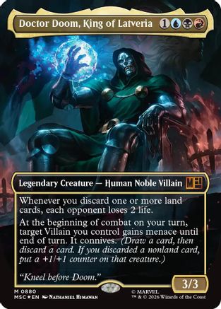 Doctor Doom, King of Latveria (Borderless) (Surge Foil) (MSC - Commander: Marvel Super Heroes Foil)