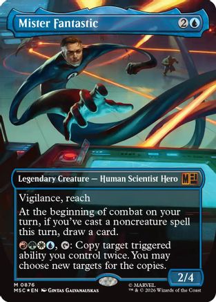 Mister Fantastic (Borderless) (Surge Foil) (MSC - Commander: Marvel Super Heroes Foil)