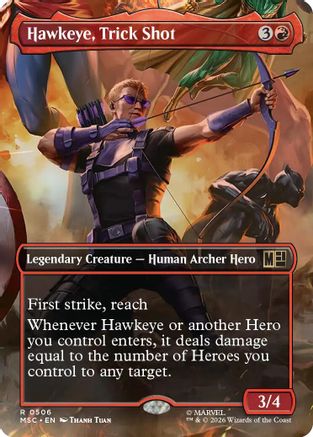 Hawkeye, Trick Shot (Borderless) (MSC - Commander: Marvel Super Heroes Foil)