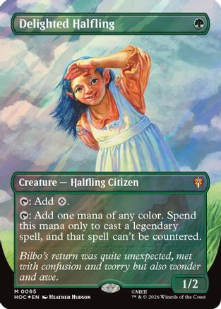 Delighted Halfling (Borderless) (Surge Foil) (HOC - The Hobbit Foil)