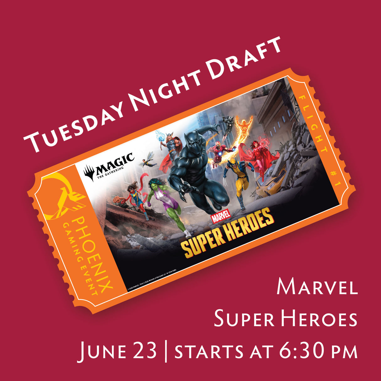 Tuesday Night Draft - Marvel Super Heroes | June 23 Ticket