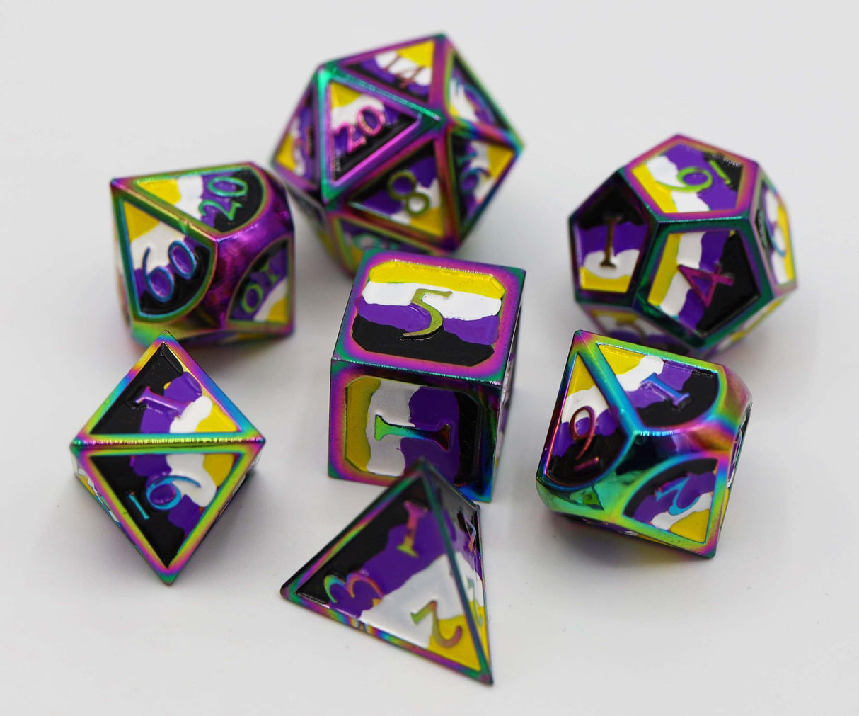 Nonbinary Pride Flag - Metal Dice Set