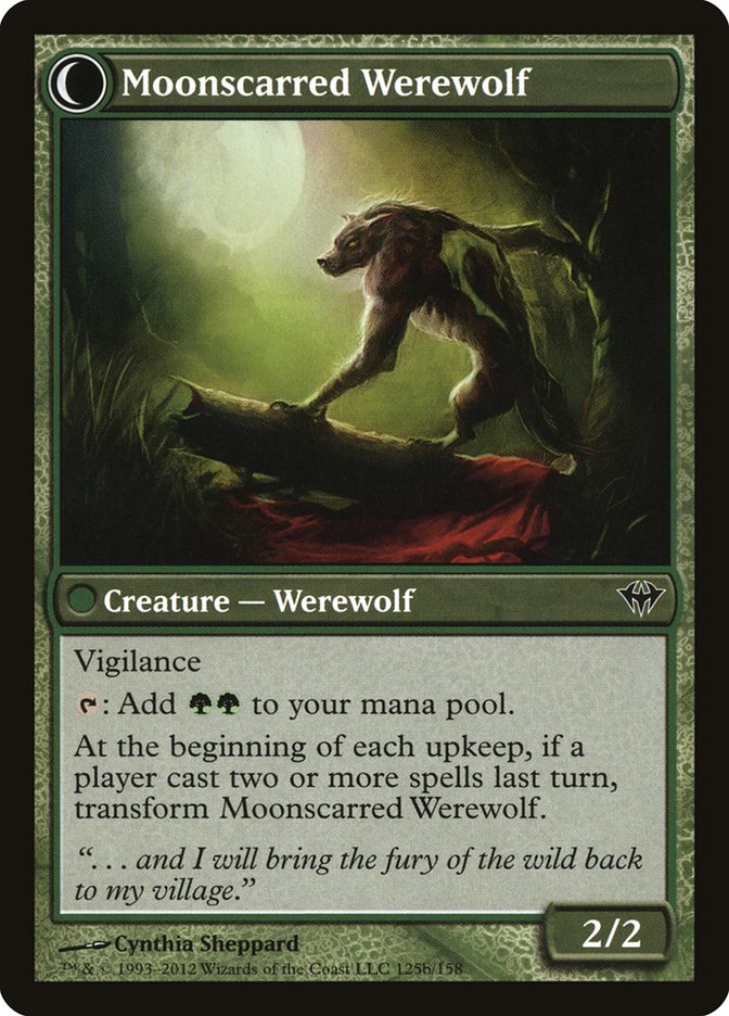mtg werewolf transform cards Scorned Villager // Moonscarred Werewolf [Dark Ascension]