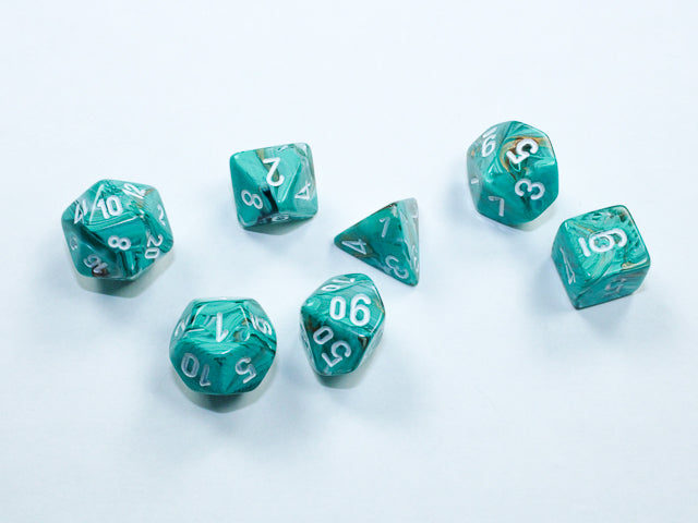 Marble: Oxi-copper/white Mini-hedral 7-Die Set