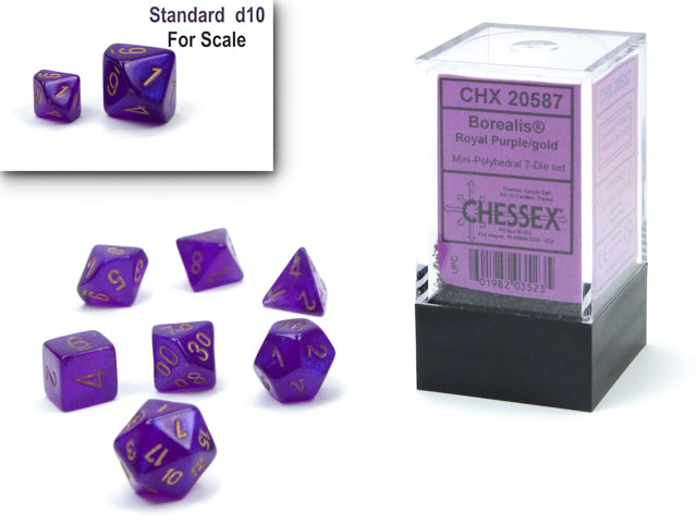 Borealis: Royal Purple/Gold Mini-hedral 7-Die Set