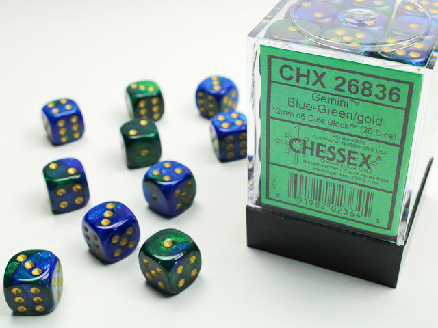 Gemini 12mm D6 Blue-Green Gold/Black (36)
