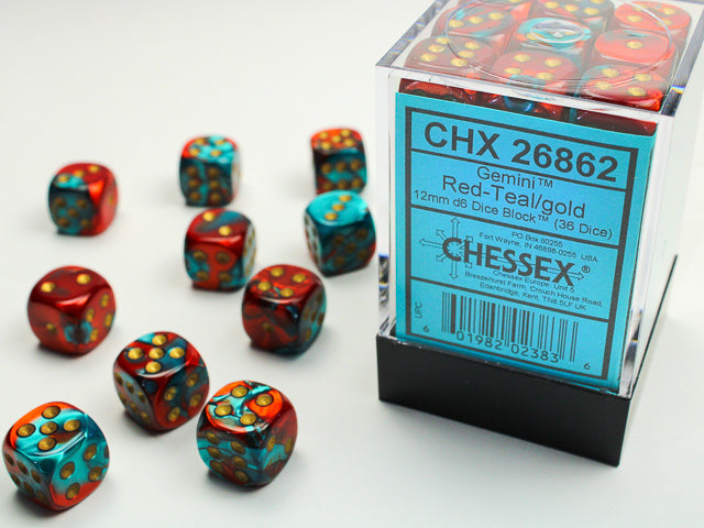 Gemini 12mm D6 Red-Teal/Gold (36)