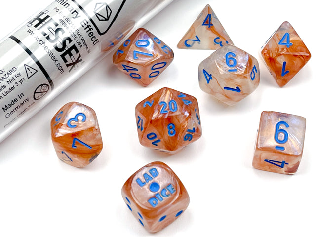Lab Dice 5 Borealis: Poly Rose Gold/light blue luminary (7)