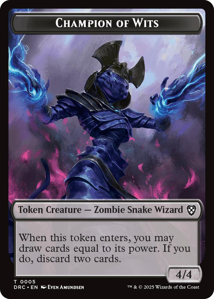 Champion of Wits // Zombie (0003) Double-Sided Token [Aetherdrift Commander Tokens]