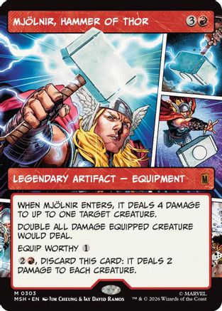 Mjolnir, Hammer of Thor (Borderless) (0303) (MSH - Marvel Super Heroes Foil)