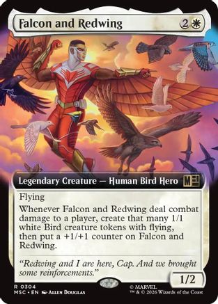 Falcon and Redwing (Extended Art) (MSC - Commander: Marvel Super Heroes Foil)