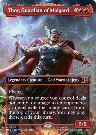 Thor, Guardian of Midgard (Borderless) (MSC - Commander: Marvel Super Heroes Foil)