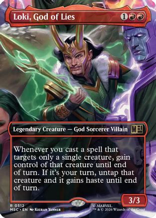 Loki, God of Lies (Borderless) (MSC - Commander: Marvel Super Heroes Foil)