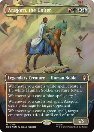 Aragorn, the Uniter (Borderless) (Surge Foil) (HOC - The Hobbit: Eternal-Legal Foil)
