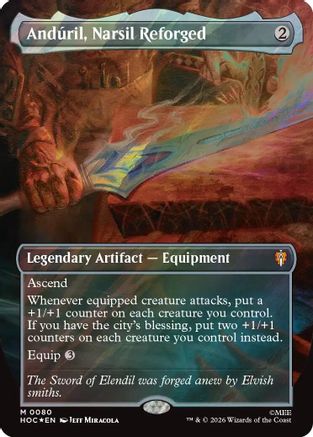 Anduril, Narsil Reforged (Borderless) (Surge Foil) (HOC - The Hobbit: Eternal-Legal Foil)