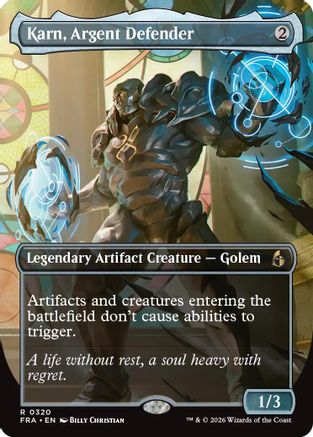 Karn, Argent Defender (Borderless) [Reality Fracture] Foil