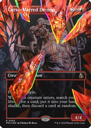 Curse-Marred Demon (Borderless) (Facet Foil) [Reality Fracture] Foil
