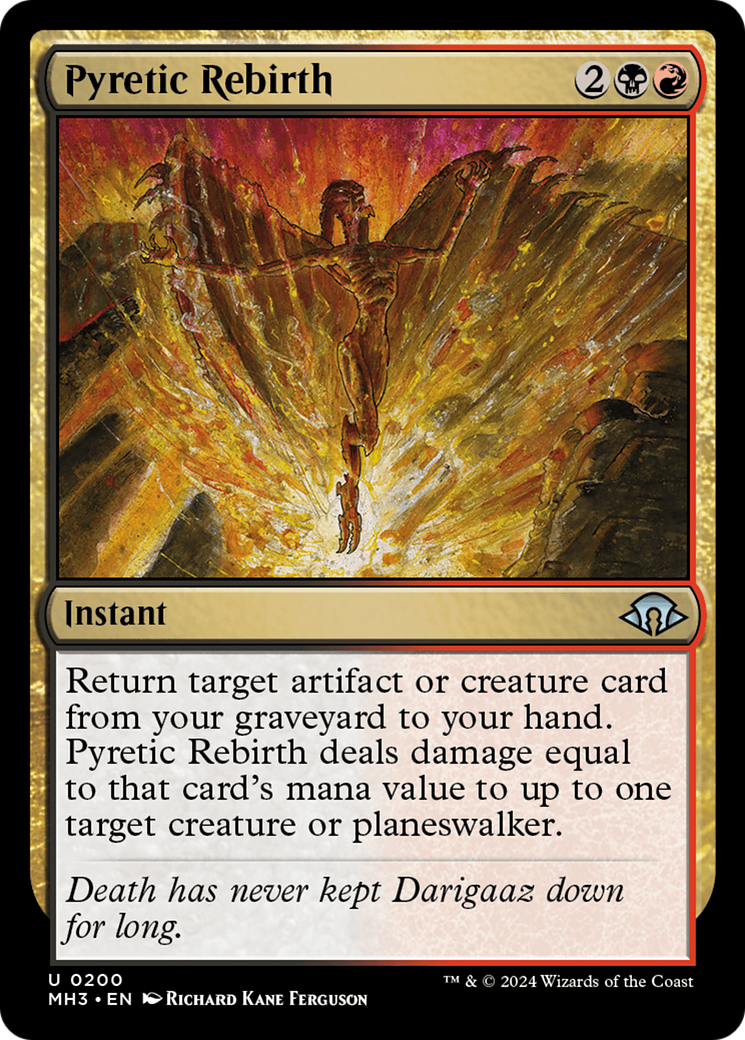 mtg deal damage equal to cards in hand Pyretic Rebirth [Modern Horizons 3]