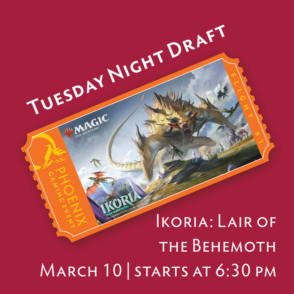 Tuesday Night Draft - Ikoria: Lair of the Behemoth | March 10 Ticket