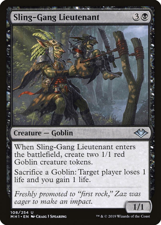 mtg cards with lieutenant Sling-Gang Lieutenant [Modern Horizons]