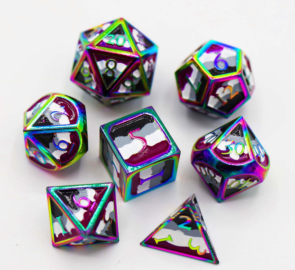 Aesexual Pride Flag - Metal Dice Set