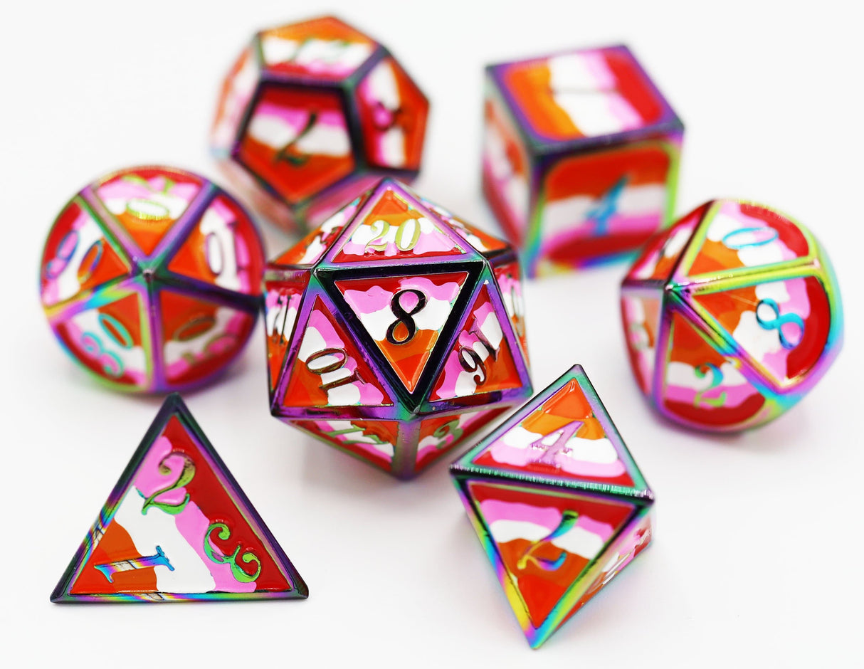 Lesbian Pride Flag - Metal Dice Set
