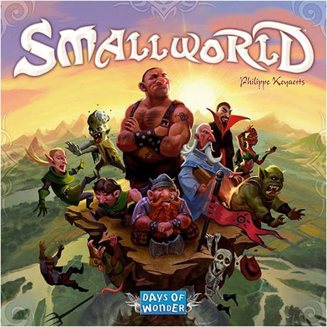 "Small World" is a fun, zany, light-hearted civilization game in which 2-5 players vie for conquest and control of a board that is simply too small to accommodate them all!Picking the right combination of fantasy races and unique special powers, players must rush to expand their empires - often at the expense of weaker neighbors.  Yet they must also know when to push their own over-extended civilization into decline to ride a new one to victory."