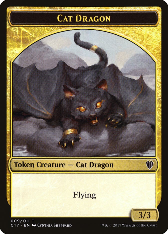 Gold // Cat Dragon Double-Sided Token [Commander 2017 Tokens]