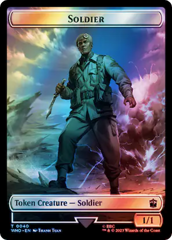 Soldier // Mark of the Rani Double-Sided Token (Surge Foil) [Doctor Who Tokens]