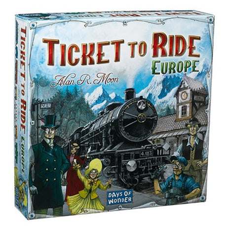 "Ticket to Ride" Europe is the next installment in our best-selling train adventure series.  Players collect cards of various types of train cards, and use them to build stations, pass through tunnels and onto ferries, and lay claim to railway routes throughout Europe.  Ticket to Ride" Europe is elegantly simple, can be learned in 5 minutes, and appeals to both families and experienced gamers.  This box contains a complete new game and does not requiere the original Ticket to Ride"