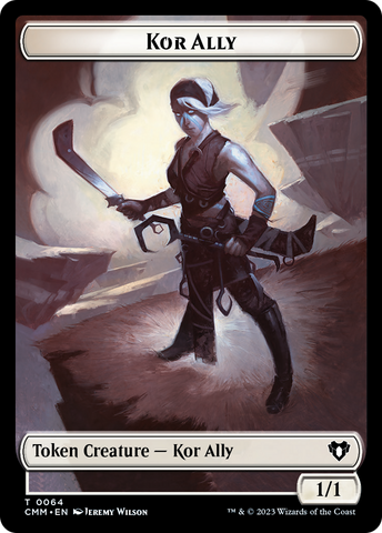 Dragon // Kor Ally Double-Sided Token [Commander Masters Tokens]