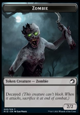 Zombie (005) // Zombie (004) Double-Sided Token [Innistrad: Midnight Hunt Commander Tokens]