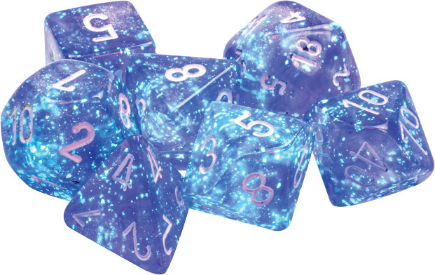 Borealis: Polyhedral Purple/white Luminary 7-Die Set