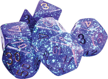 Borealis: Polyhedral Royal Purple/gold Luminary 7-Die Set