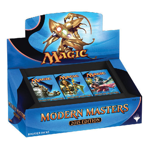 Modern Masters 2015 Edition takes you back to some of your favorite planes from recent history. Spice up your modern-format decks, or host a one-of-a-kind draft with the contents of this box!  Each booster box contains 24 individual boosters. Each booster contains 1 premium card (foil) in addition to 14 regular cards from this fantastic new set.</br></br><strong>This is a preorder.  This product ships on May 22, 2015</br></br>Please note that due to export restrictions, this item may only be shipped t