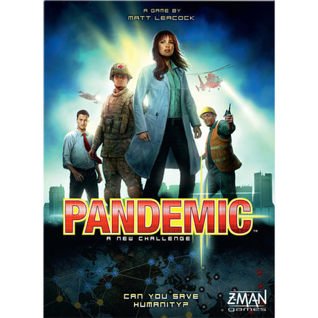 As skilled members of a disease-fighting team, you must keep four deadly diseases at bay while discovering their cures.You and your teammates will travel across the glove, treating infections while finding resources for cures. You must work as a team to succeed. Pandemic is a cooperative game, all players win or lose together.The clock is ticking as outbreaks and epidemics fuel the spreading plagues. Can you find all four cures in time? The fate of humanity is in your hands!