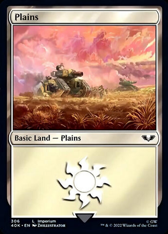 Plains (306) (Surge Foil) [Warhammer 40,000]